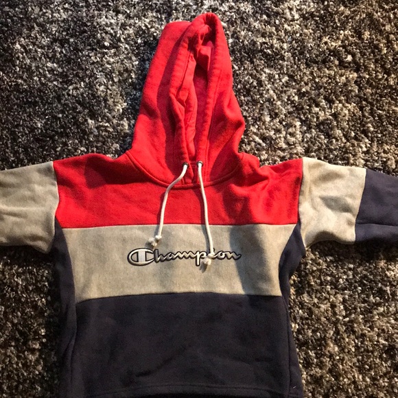 champion hoodie red and white